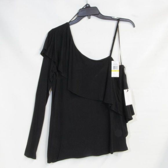 1. State Women's Asymmetrical Super Bloom Rich Black Blouse Size Medium - Picture 1 of 9